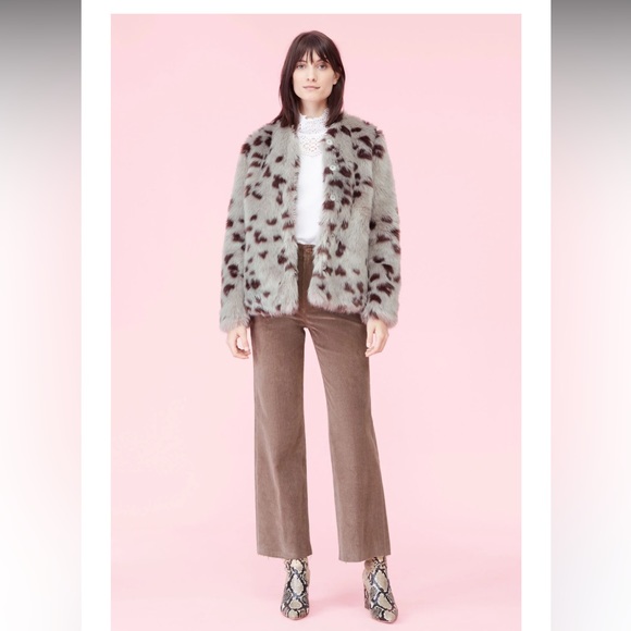 Rebecca Taylor La Vie Snow Fox Faux Fur Coat in Dusty Sage - XL- NWT - Picture 3 of 8